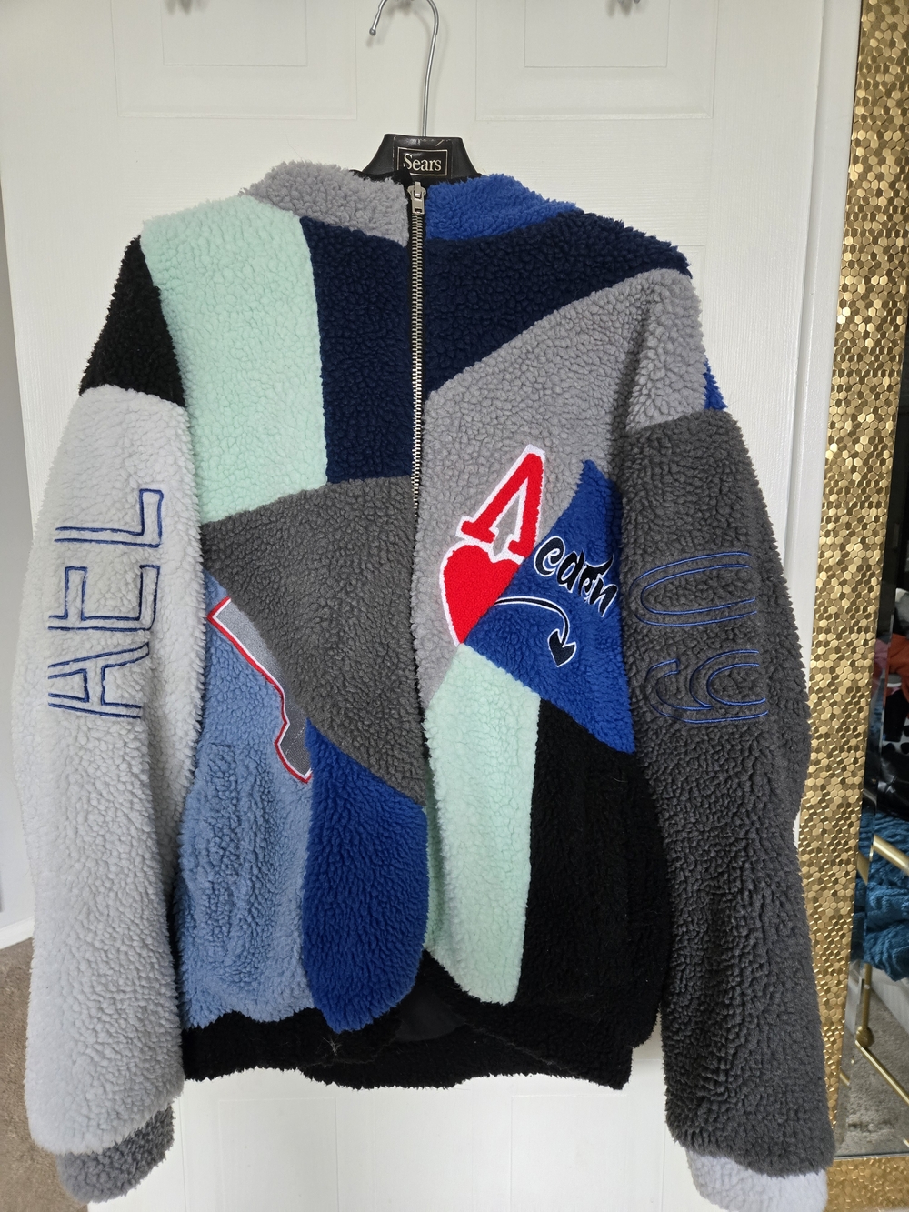 Aelfric Eden Blue and Black Sherpa Zip Jacket
